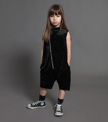 Kid | Velvet Zip Overall | Black