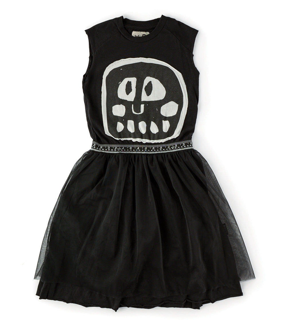 Kid | Mega Rowdy Mask Tulle Dress | Black