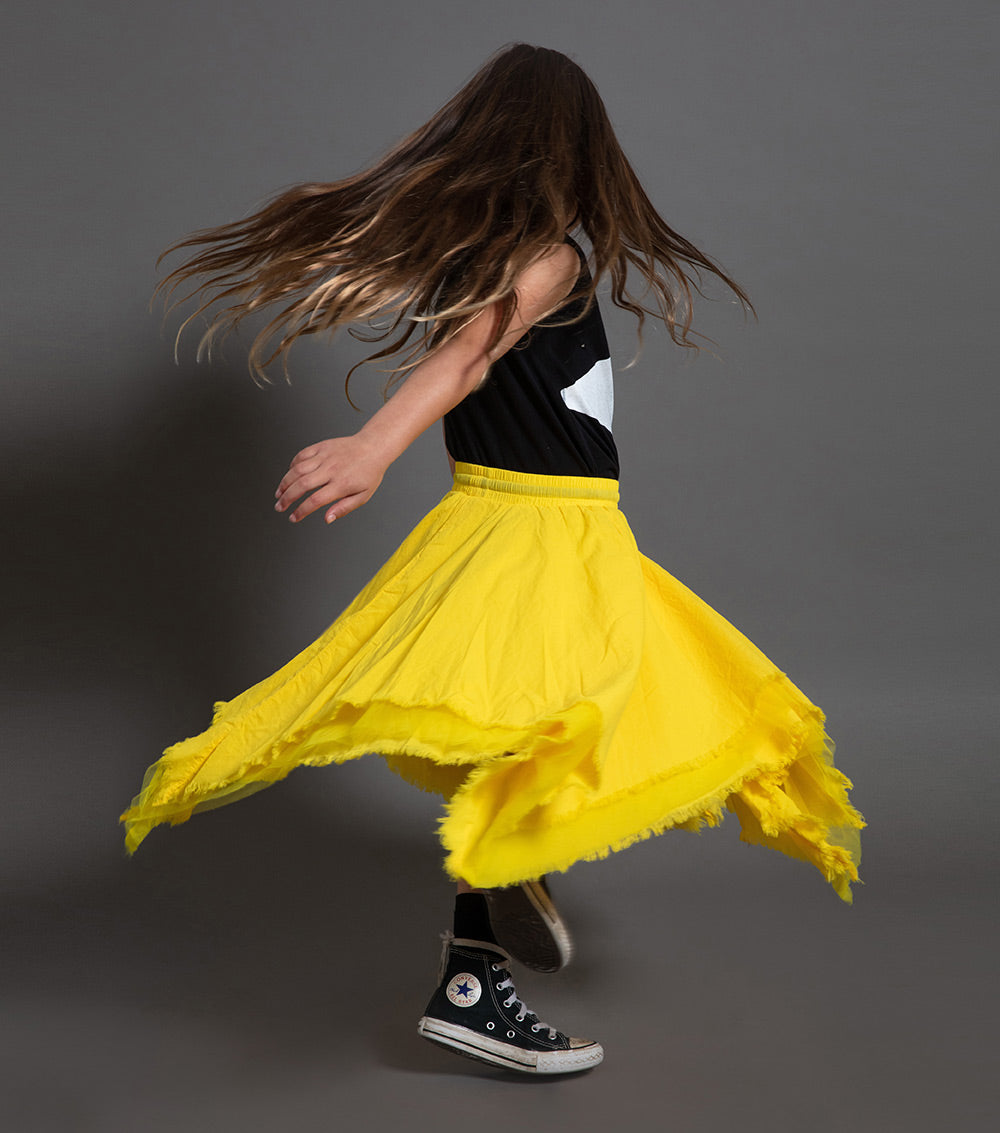 Kid | Multi Layered Skirt | Lava Yellow