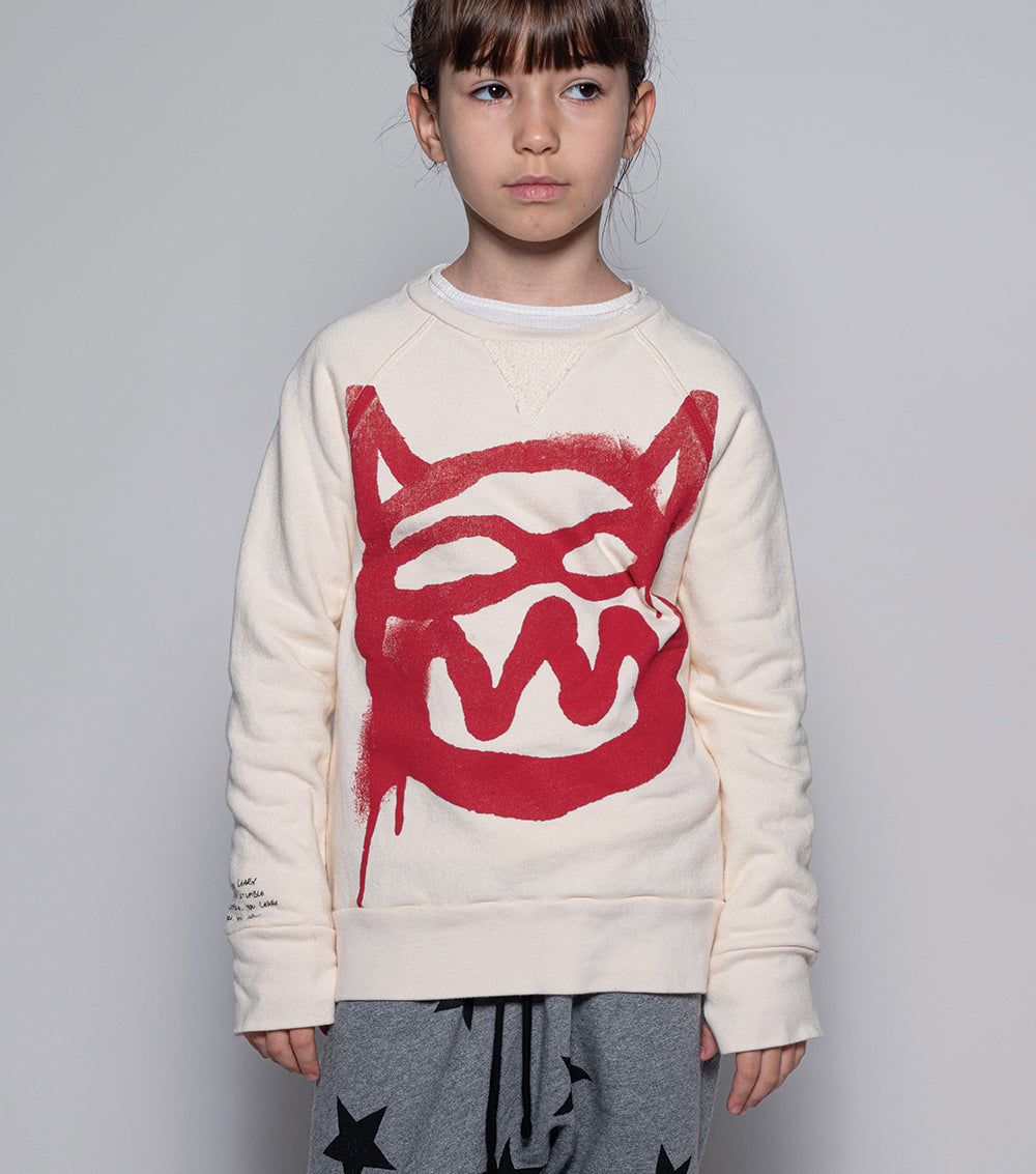 Kid | Mischief Cat Sweatshirt | Olive