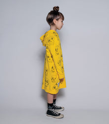 Kid | Hooded Scribbled Skulls A Dress | Yellow