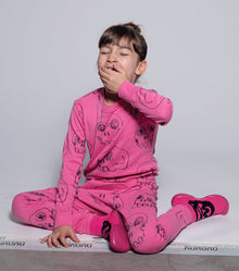 Kid | Scribbled Skulls Loungewear | Hot Pink