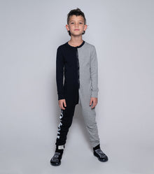 Kid | Duo Zip Loungewear | Heather Grey x Black