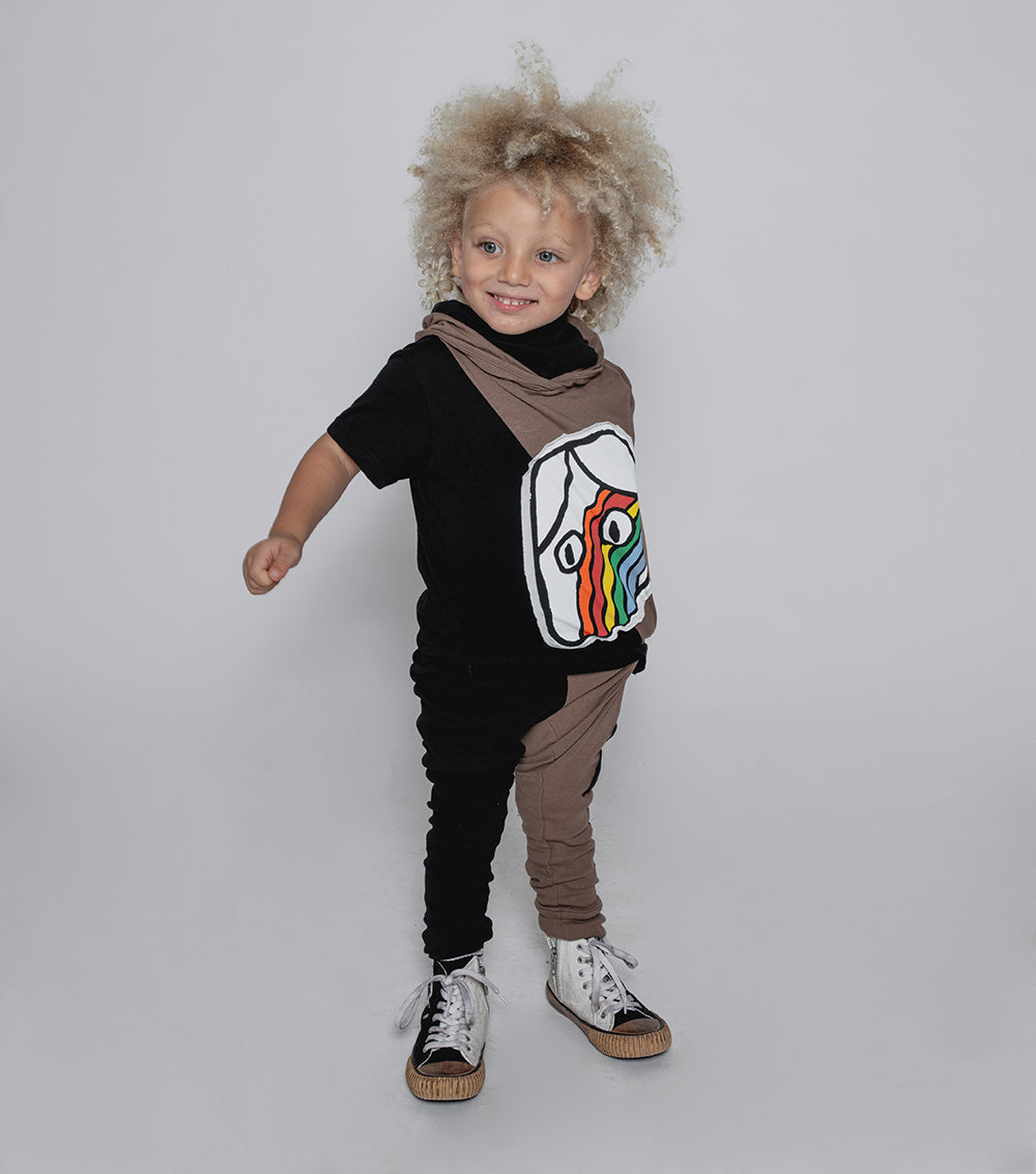 Kid | Rainbow Dude Ninja Shirt | Black x Earth Brown