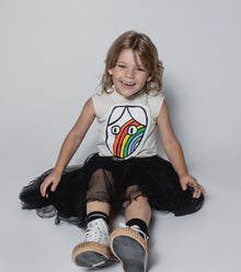Kid | Magic Rainbow Dude Dress | Natural x Black