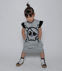 Kid | Ruffled Sleeve Sweatdress | Heather Grey