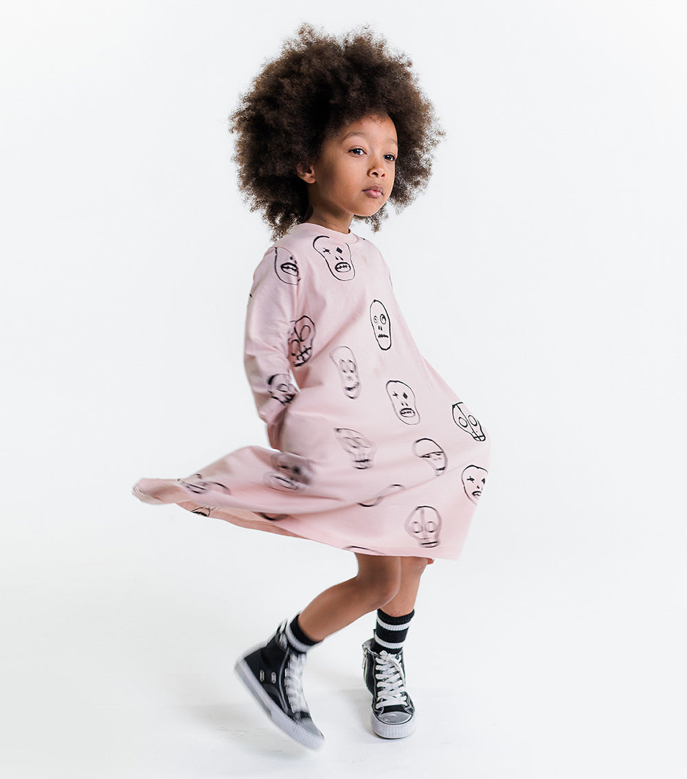 Kid | 360 Skull Mask Dress | Powder Pink