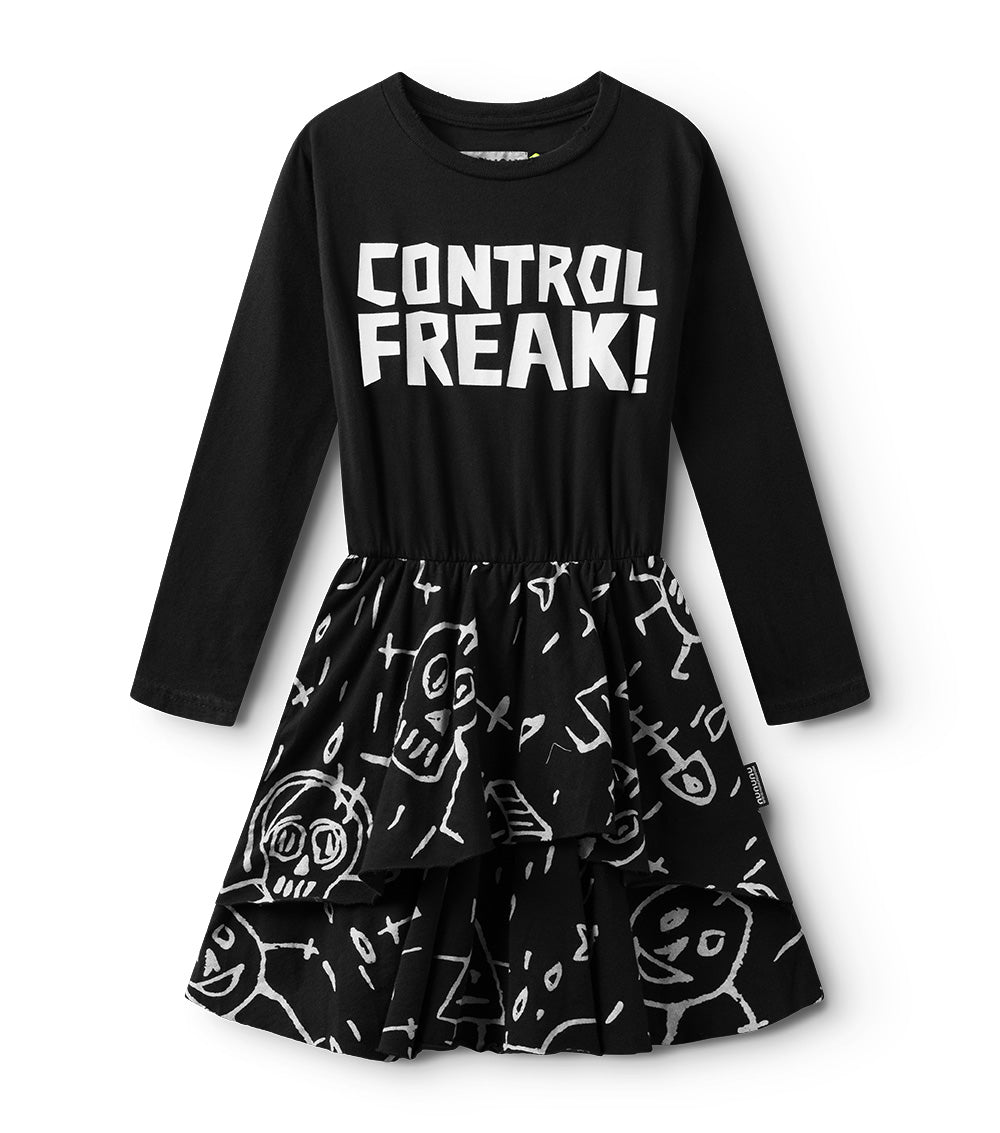 Kid | Goofy Skulls Layered Dress | Black