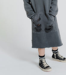 Kid | Deconstructed Hooded Dress | Dyed Graphite