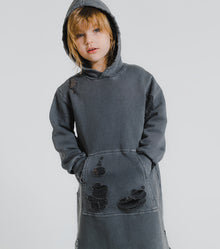 Kid | Deconstructed Hooded Dress | Dyed Graphite