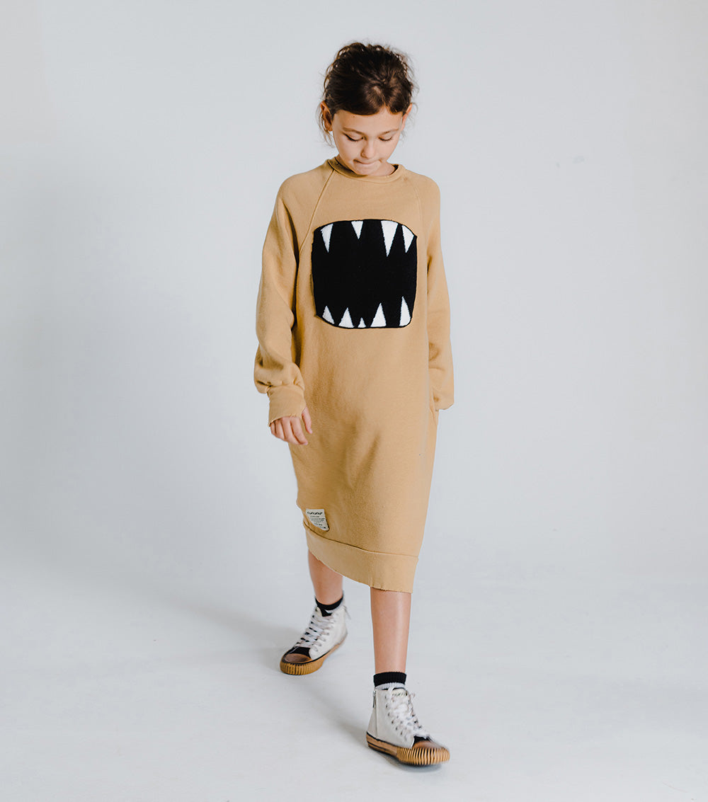 Kid | Fuzzy Roar A Dress | Mocha
