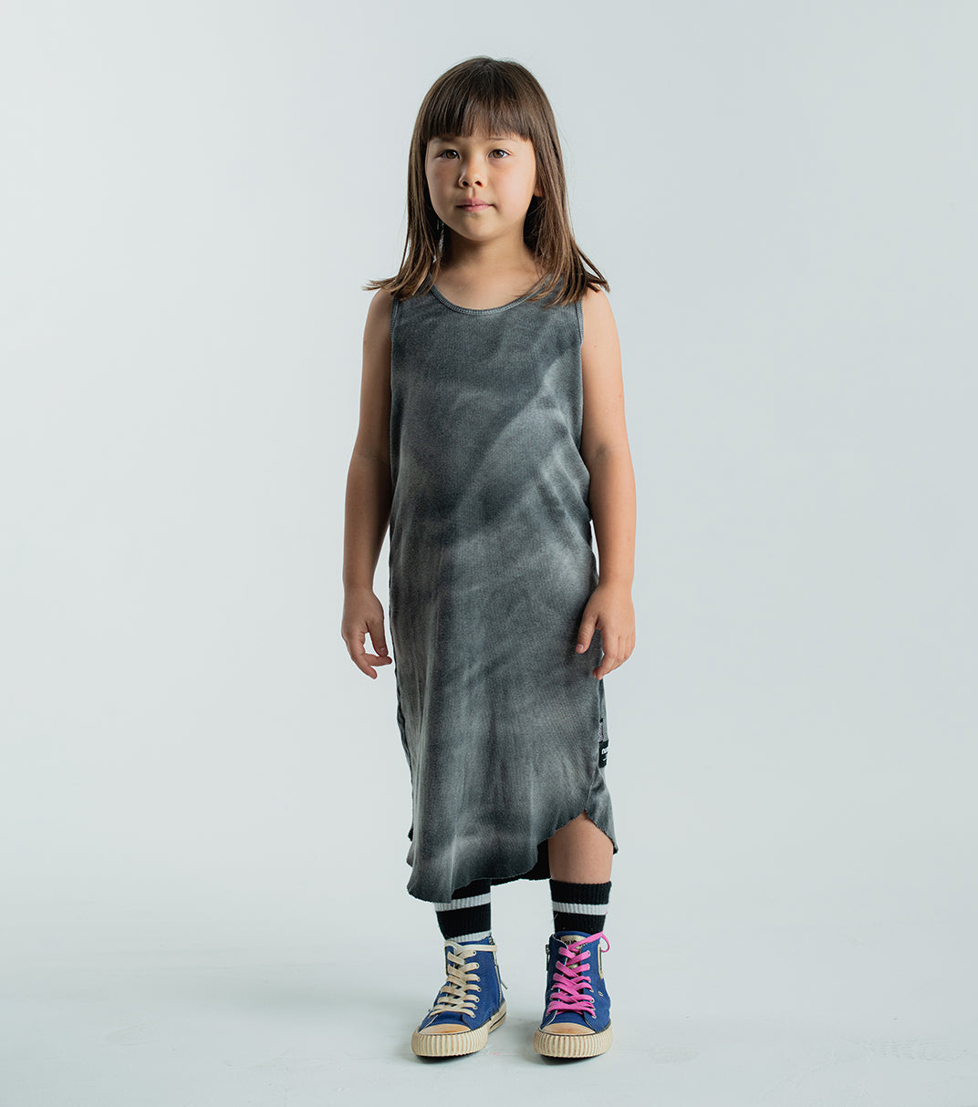 Kid | Brushed Tank Top Dress | Washed Black