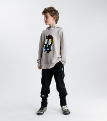 Kid | Pixel Skull Hoodie | Smokey Grey