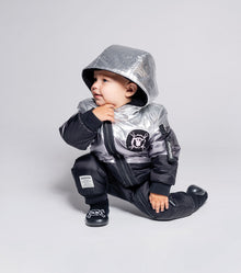 Newborn | Puffy Trio Overall | Black x Silver