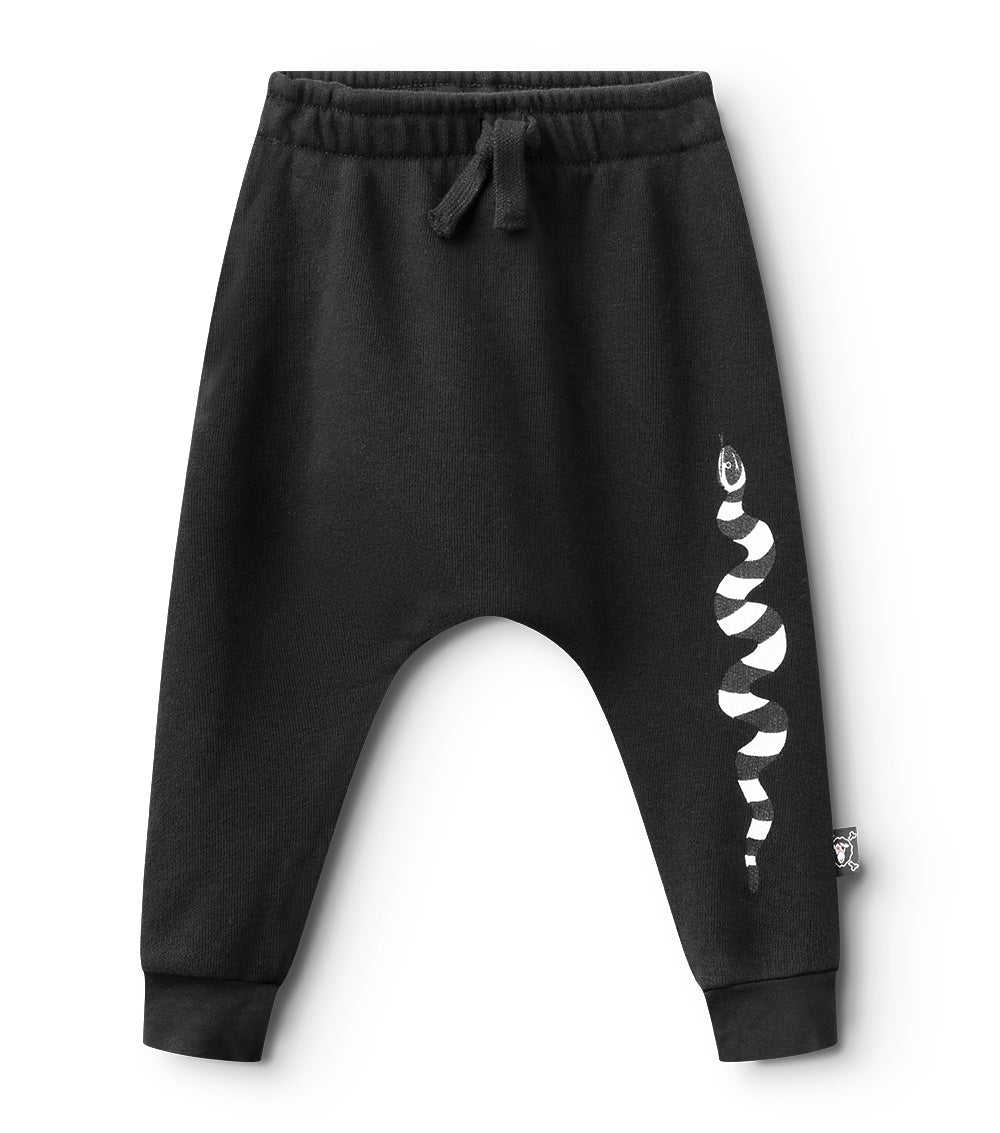 Newborn | Stripey Snake Baby Baggy Pants | Black