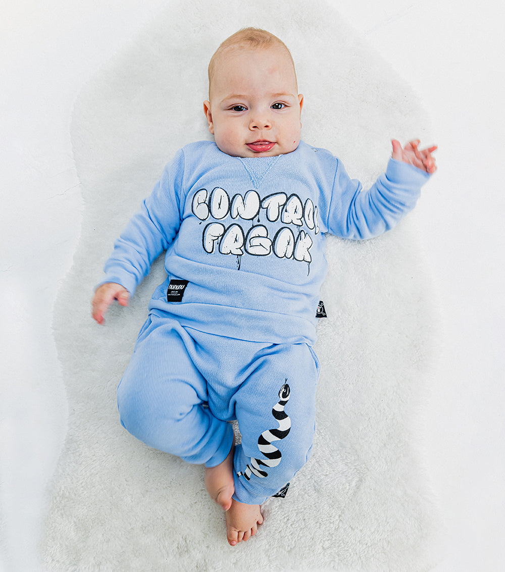 Newborn | Stripey Snake Baby Baggy Pants | Foggy Blue