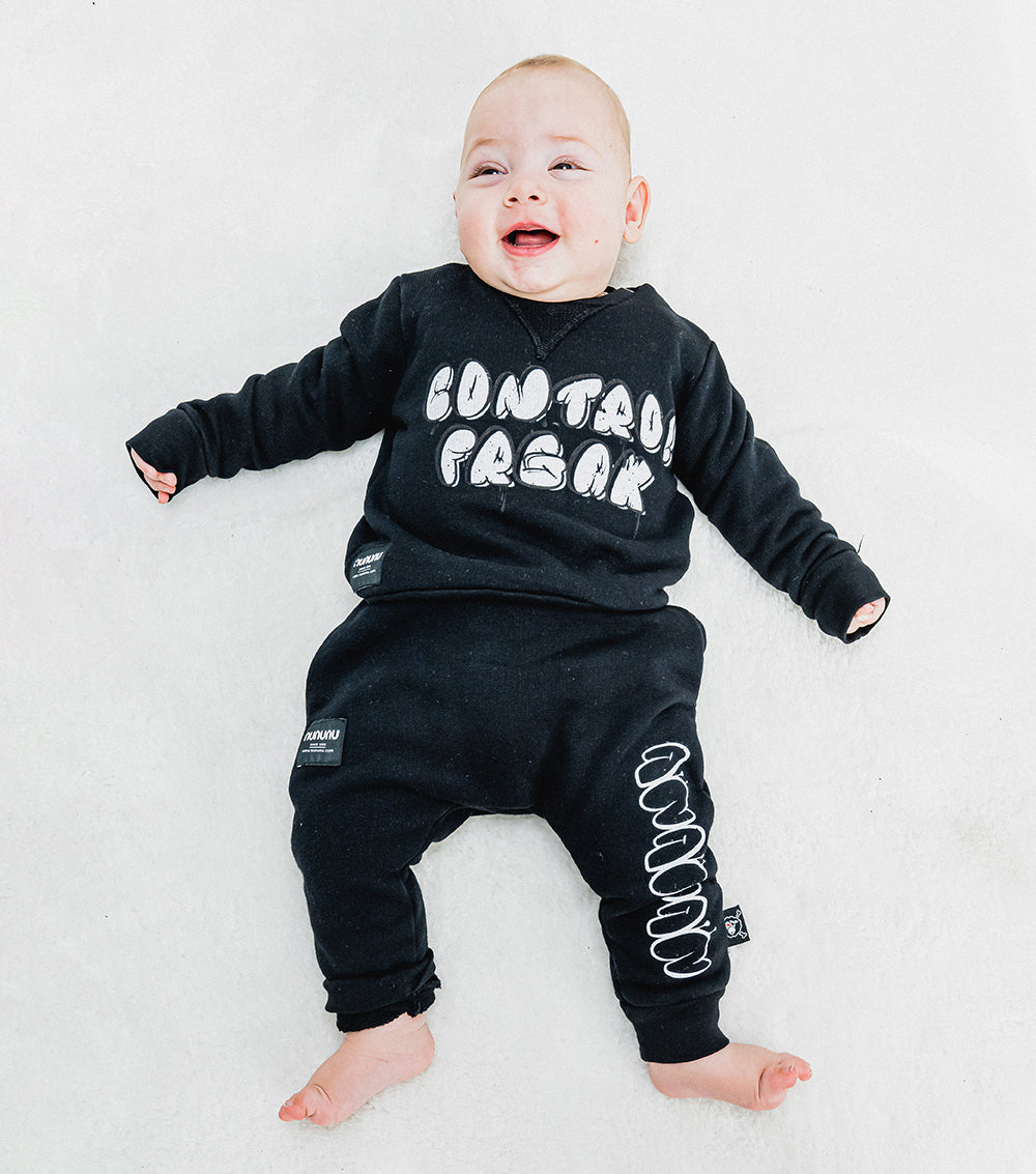 Newborn | Stripey Snake Baby Baggy Pants | Black