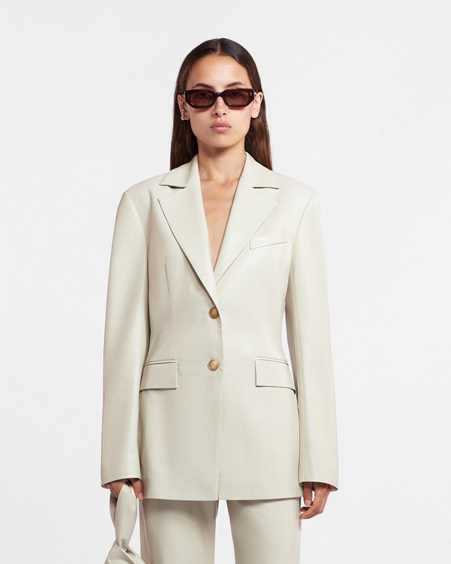 Womens | Hathi Okobor Alt-Leather Blazer | Creme