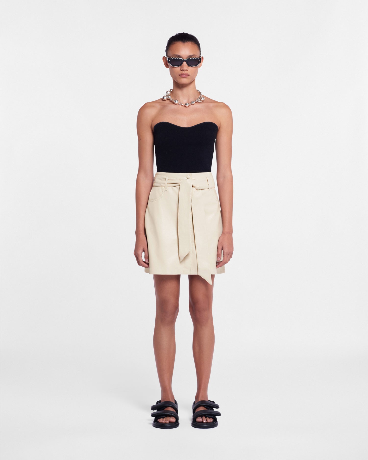 Womens | Meda Okobor Alt-Leather Mini Skirt | Creme