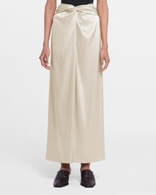 Womens | Heida Slip Satin Wrap Skirt | Porcelain