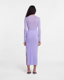 Womens | Inaya Mesh-Jersey Wrap Midi Skirt | Lavender