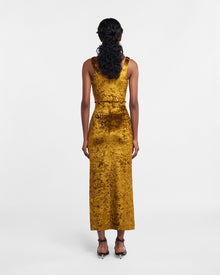 Womens | Delvine Cutaway-Detail Dress | Curry Crushed Velvet