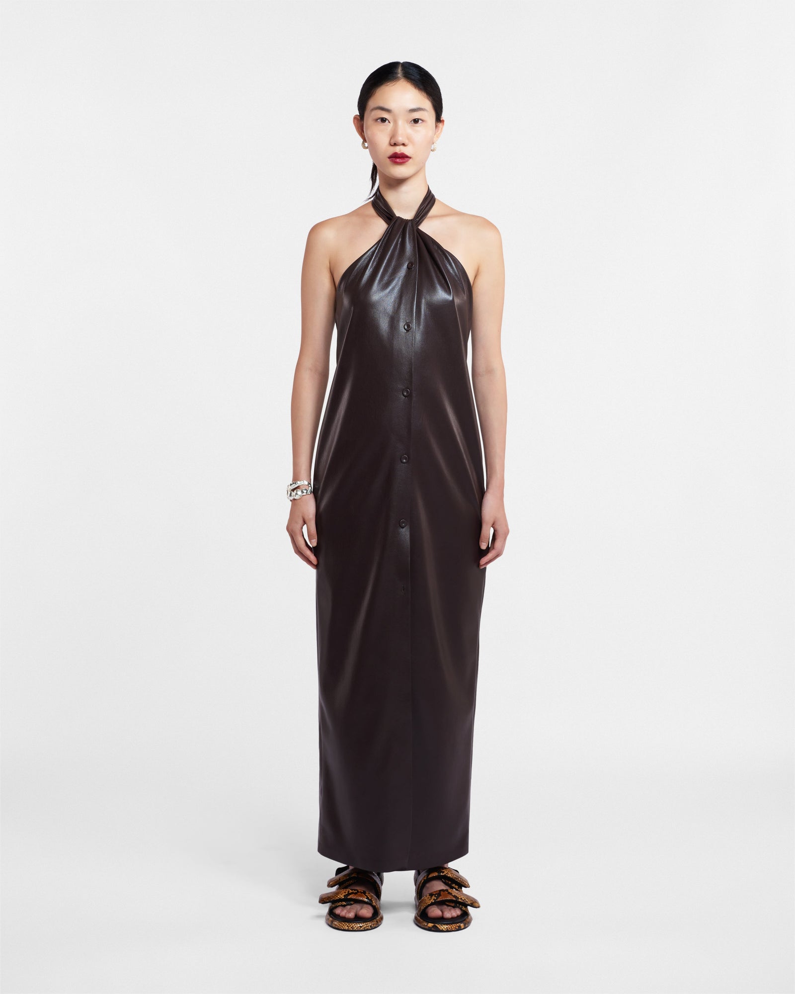 Womens | Elima Okobor Halterneck Dress | Coffee Ground