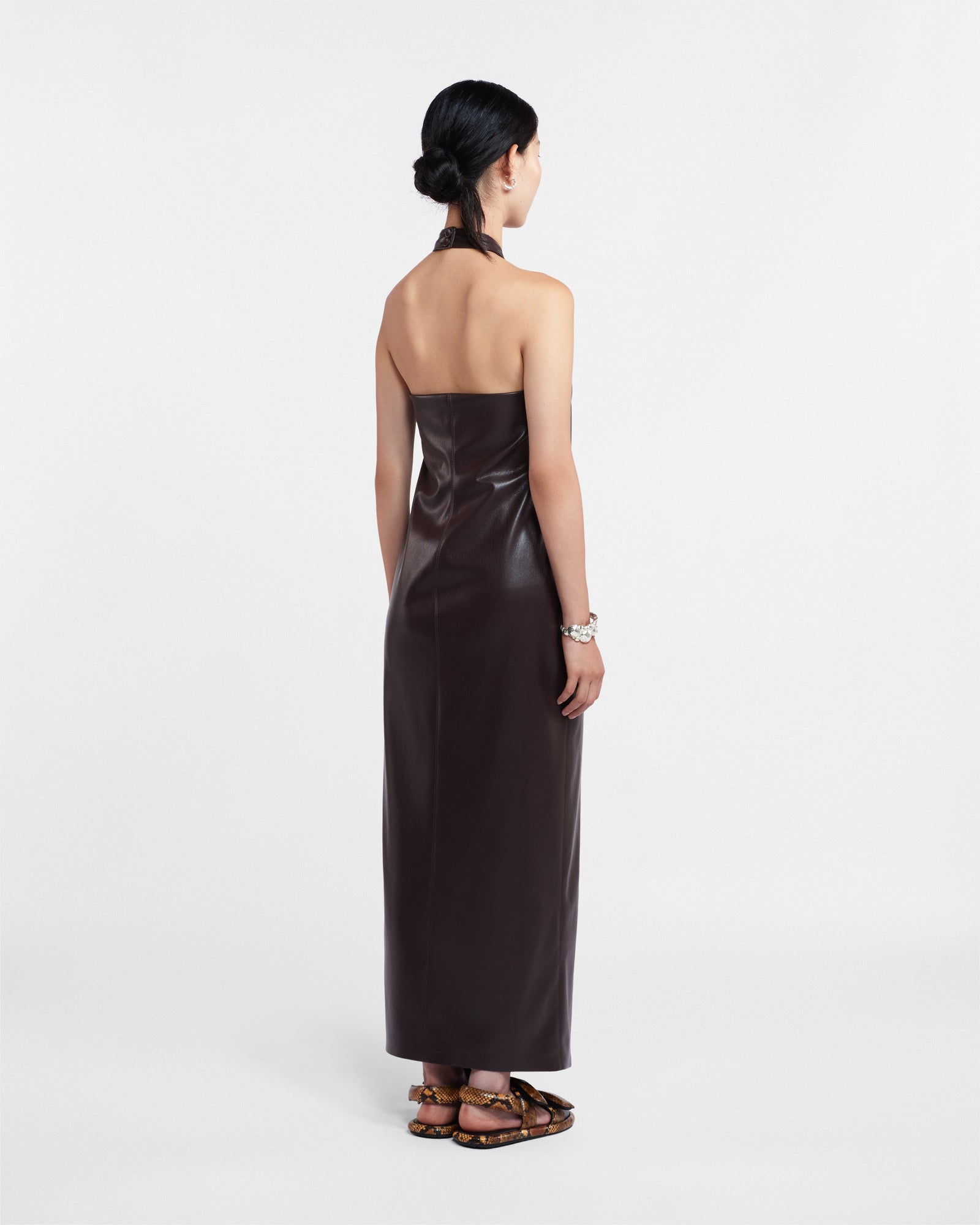 Womens | Elima Okobor Halterneck Dress | Coffee Ground