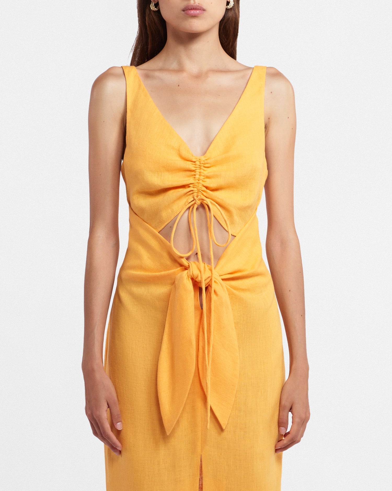 Womens | Kubra Ruched-Front Dress | Orange Pf23