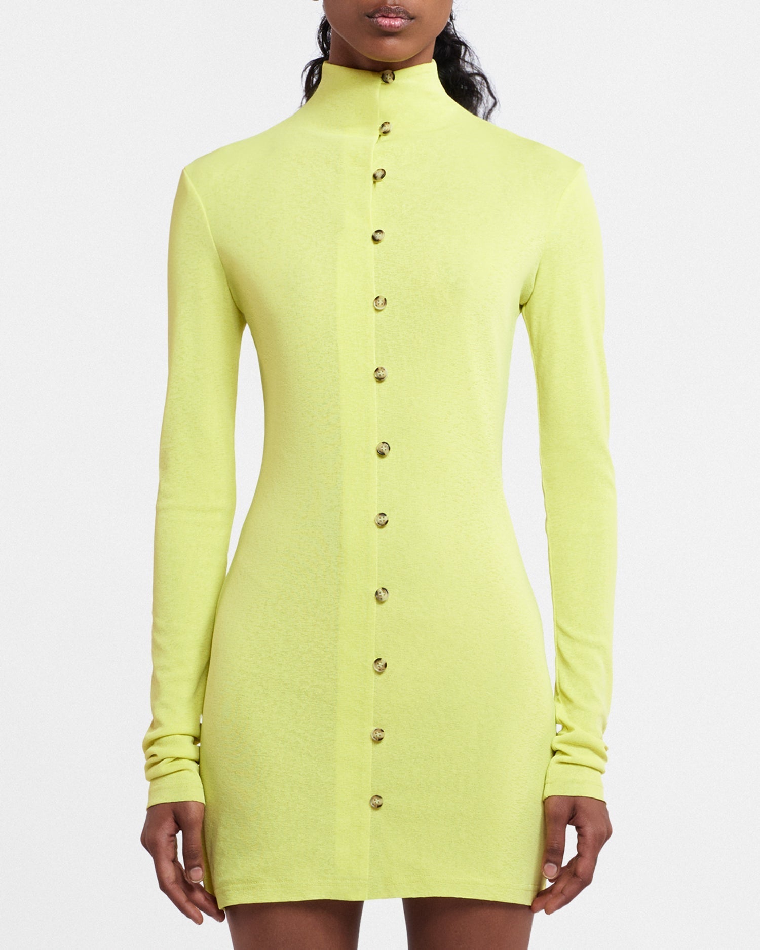 Womens | Syenna Mesh-Jersey Dress | Lime Superfine Merino