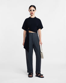 Womens | Biba Houndstooth Wool Pants | Grey Black Houndstooth