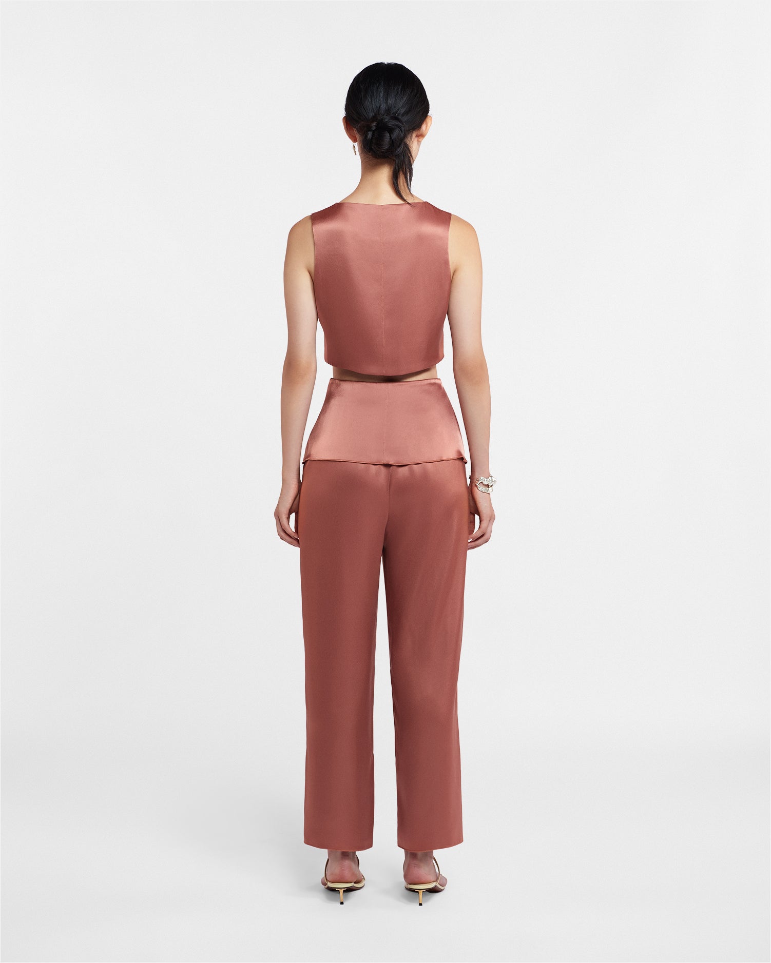 Womens | Odessa Slip Satin Pants | Brown Terra