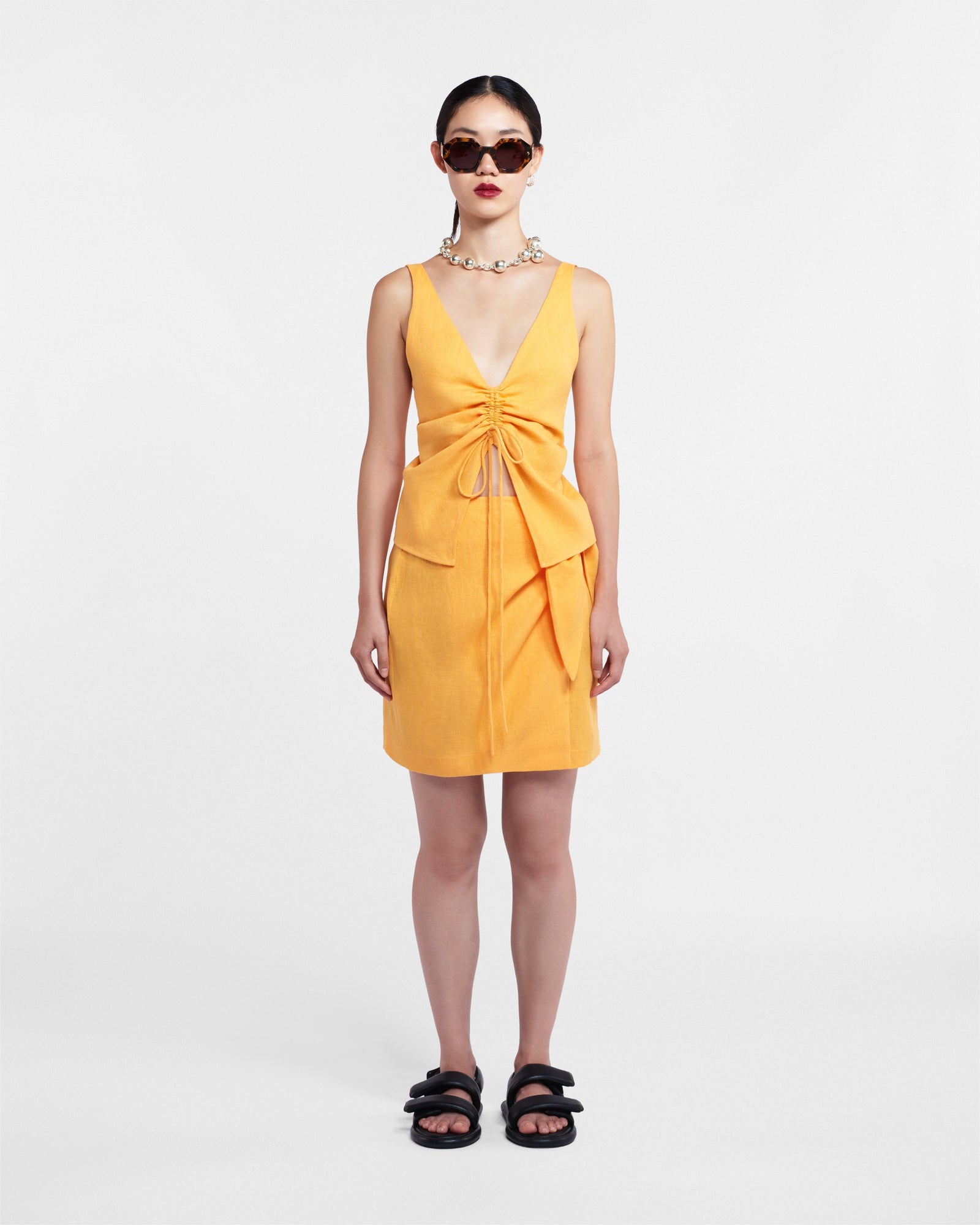 Womens | Keona Linen Wrap Skirt | Orange Pf23