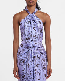 Womens | Neline Printed Silk-Twill Top | Kopjafa Lilac