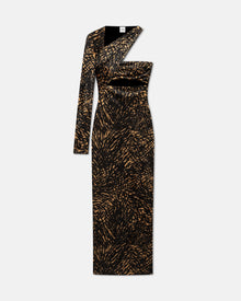 Womens | Neave Asymmetric Crushed Velvet Midi Dress | Fur Stroke Animal