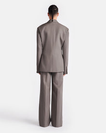 Womens | Pacey Cinched-Waist Twill-Suiting Blazer | Gull Gray