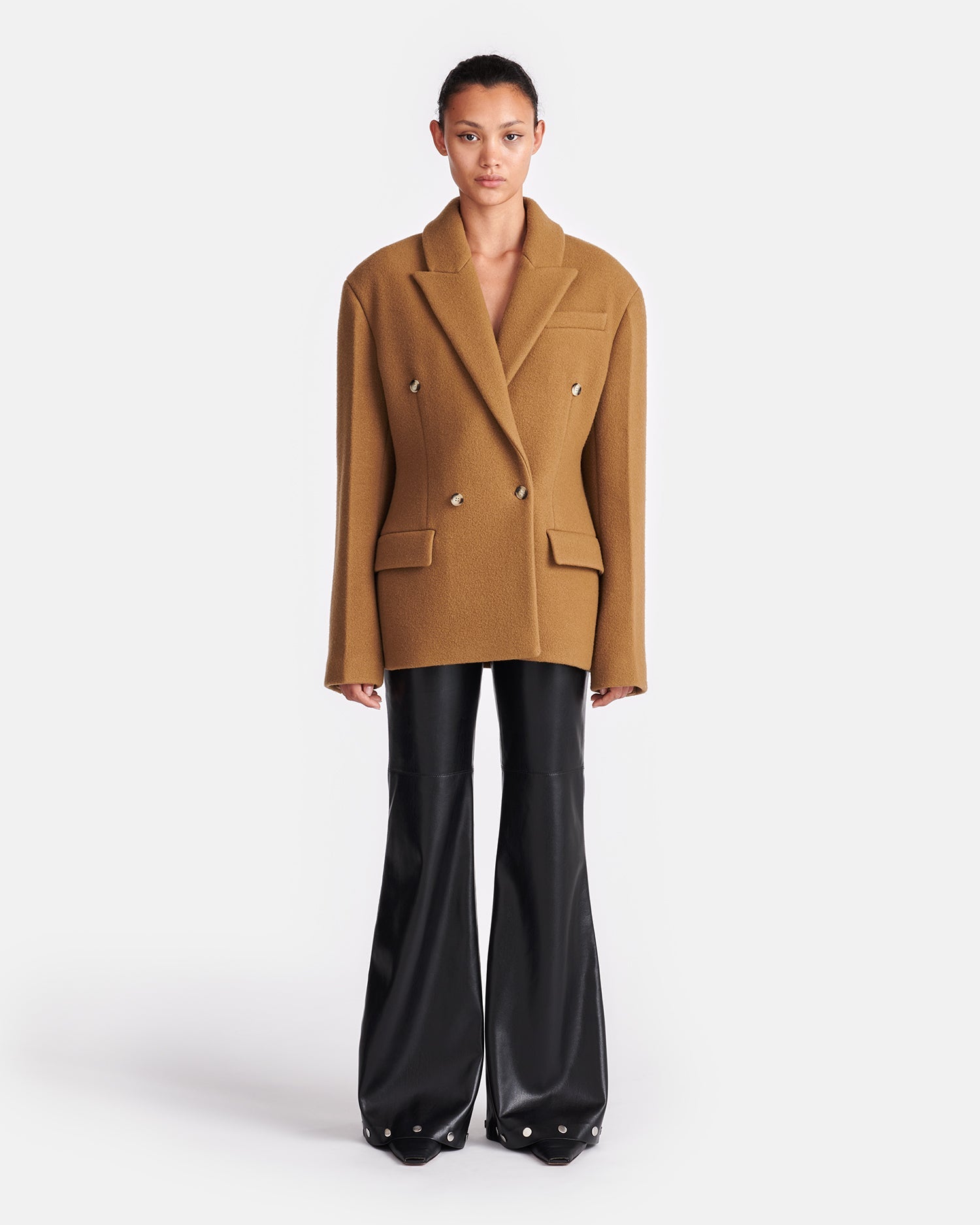 Womens | Pacey Cinched-Waist Felted Wool Blazer | Walnut