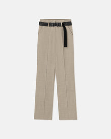 Womens | Ulani Leather And Twill Suiting Wide-Leg Pants | Taupe/Black