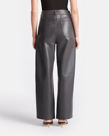 Womens | Abrah Regenerated Leather Barrel-Leg Pants | Midnight Green