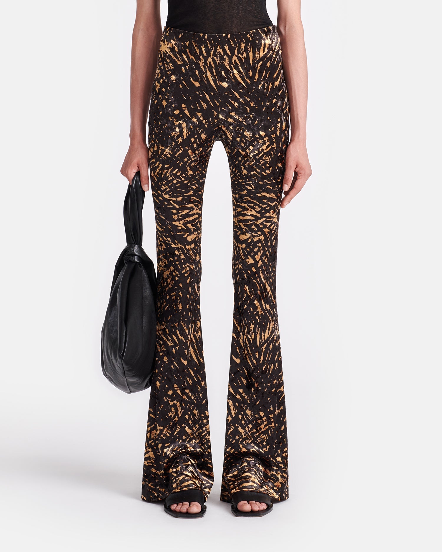 Womens | Matson Crushed Velvet Flared Leggings | Fur Stroke Animal