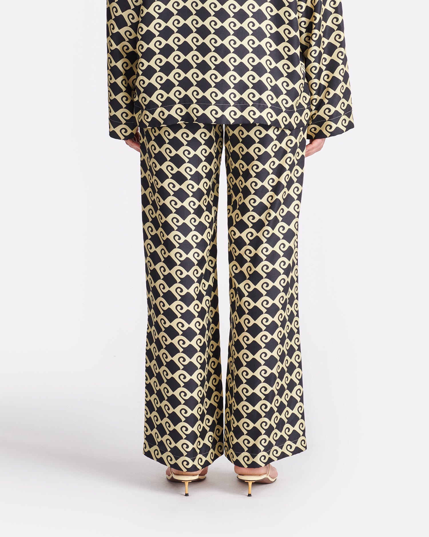 Womens | Brenda Printed Silk-Twill Pants | Diamond Check