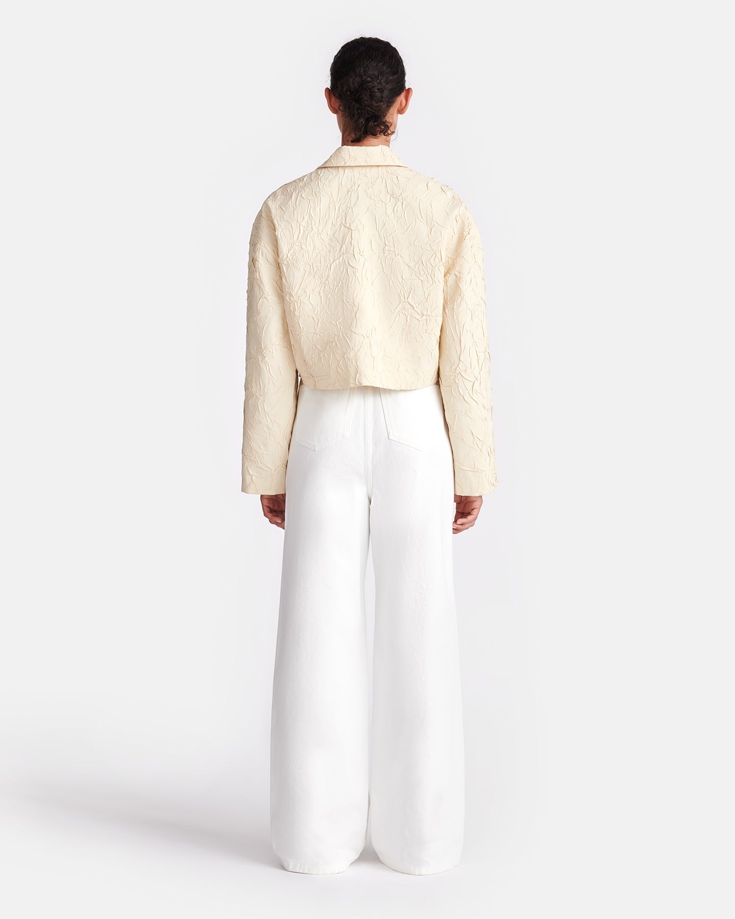 Womens | Coreen Cropped Sculpted Glass Poplin Shirt | Oat