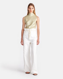 Womens | Colson Crinkled-Satin Turtleneck Top | Green Tea