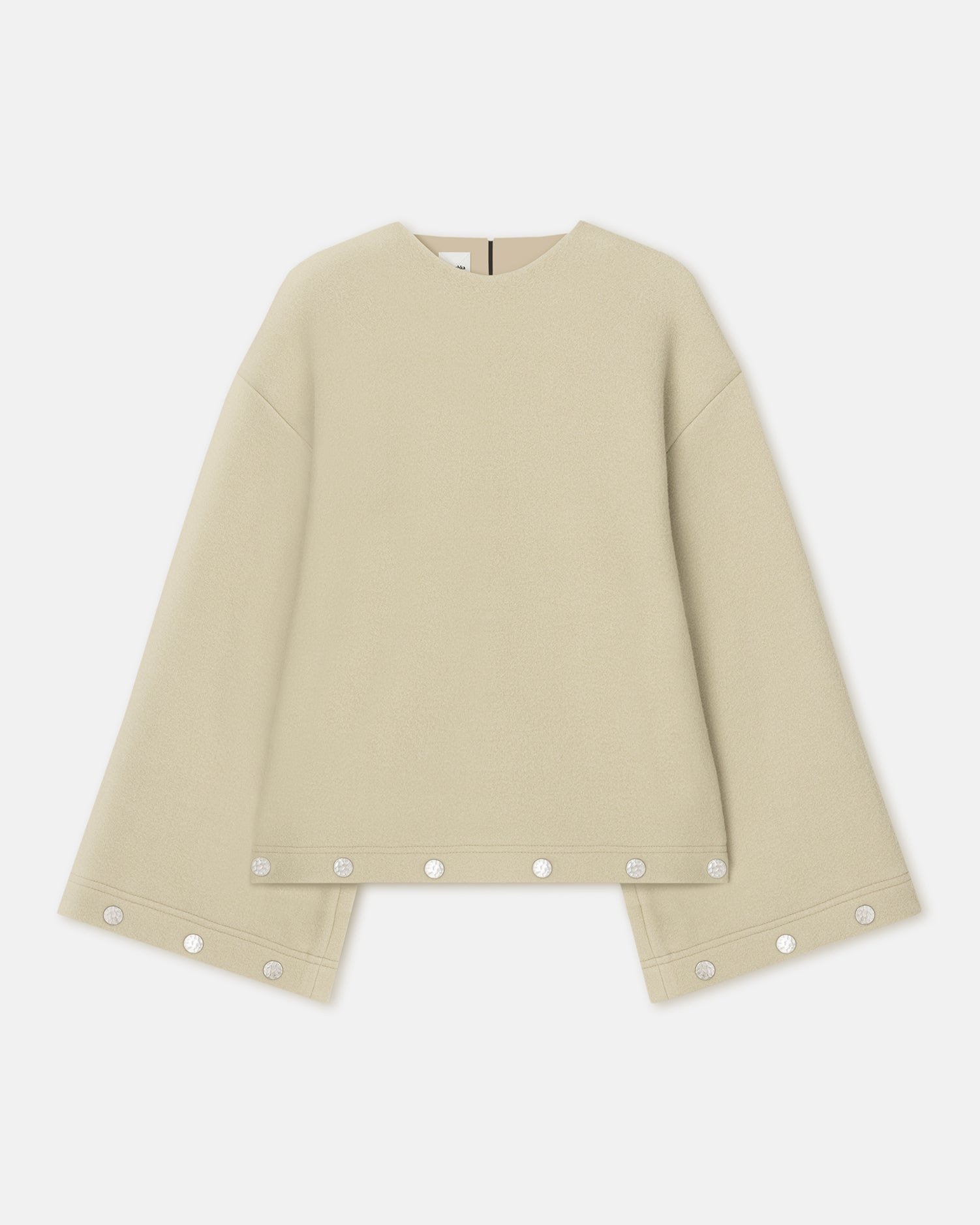 Womens | Anwen Studded Felted Wool Top | Oat