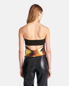 Womens | Jacinda Printed Silk And Mesh-Jersey Bandeau Top | Smudged Graffiti