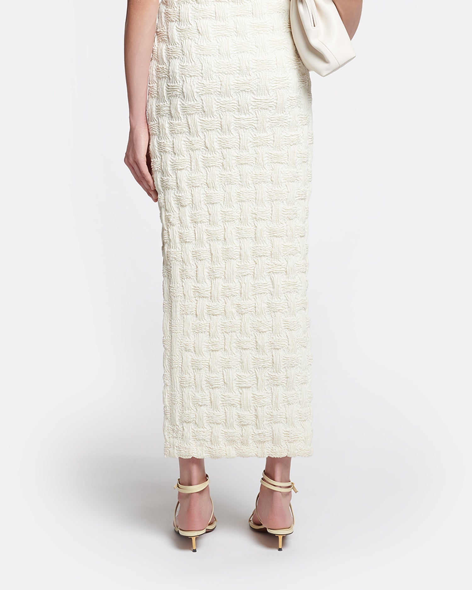 Womens | Haylen Seersucker Tech Linen Midi Dress | Creme