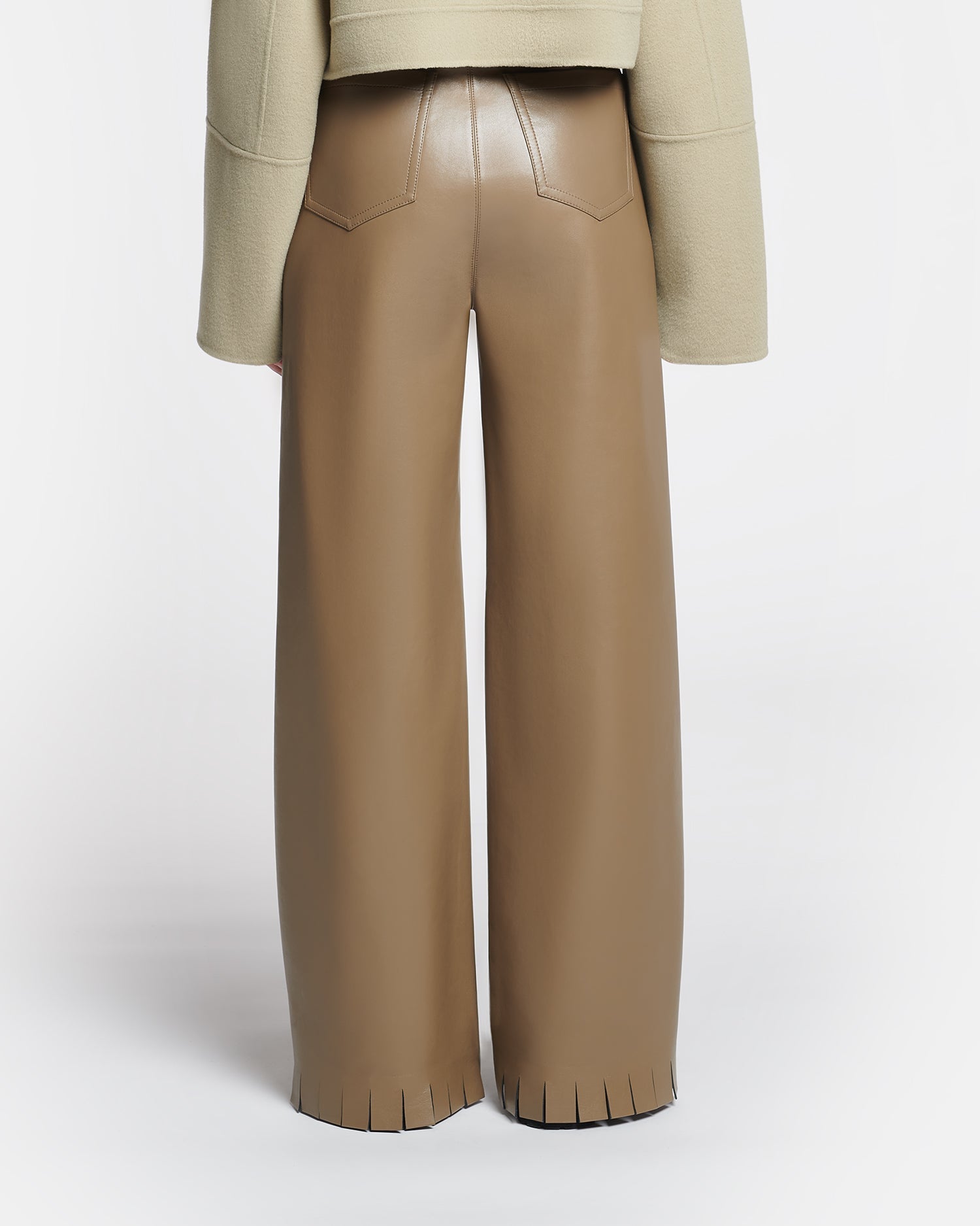 Womens | Harlee Belted Regenerated Leather Pants | Muted Khaki