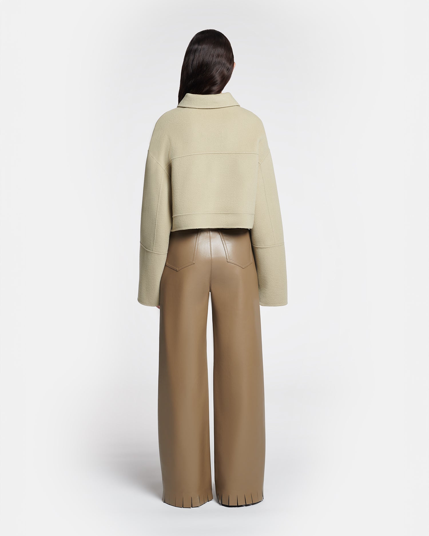 Womens | Harlee Belted Regenerated Leather Pants | Muted Khaki