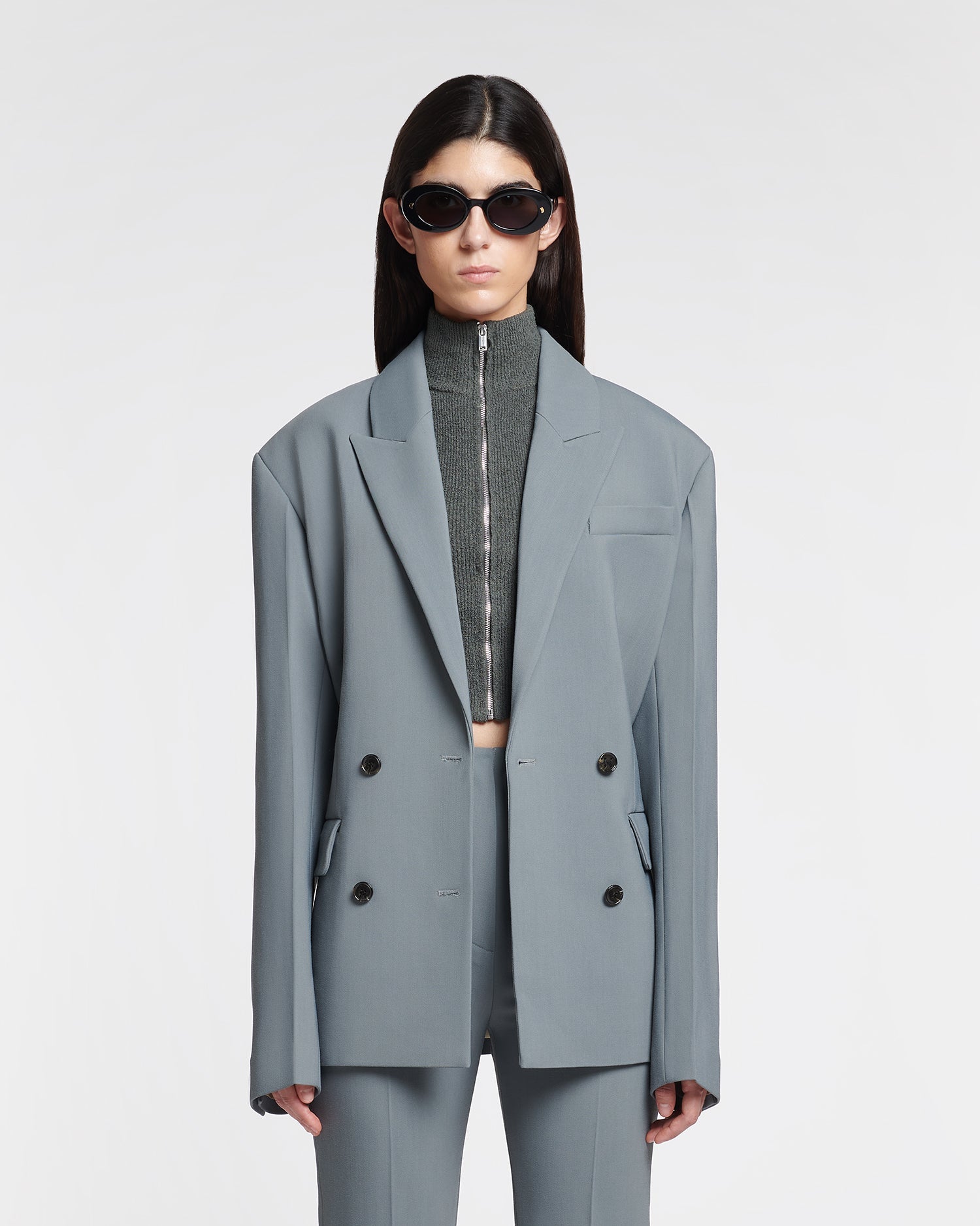 Womens | Laane Cinched-Waist Blazer | Steel Blue