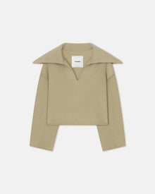 Womens | Maxe Double Wool And Silk Top | Pale Olive